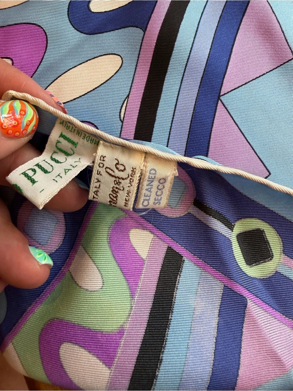 Emilio Pucci Italy Pastel Geometric Silk Scarf - Picture 4 of 6
